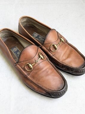 Gucci Horsebit Loafers Brown Men US 9.5 Leather Slip Ons Leather Italy